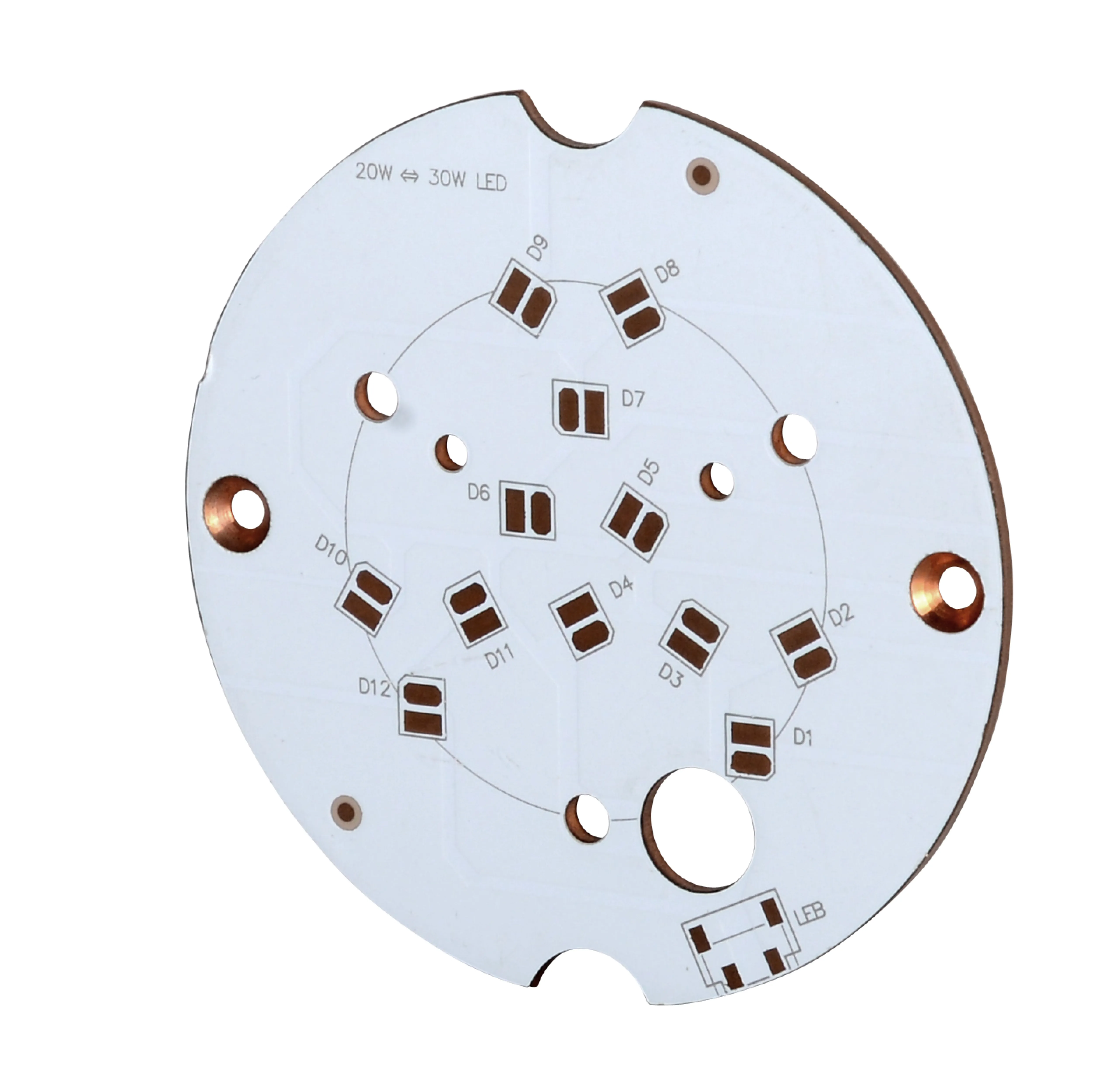 Standard copper base LED PCB used for comparison with thermoelectric separation PCB