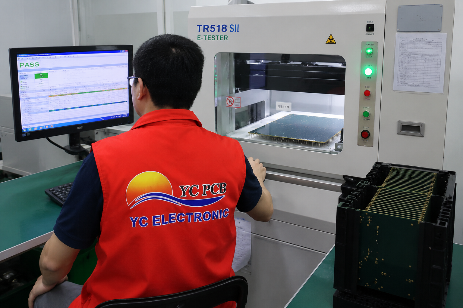 AOI and electrical inspection route for SMT component placement and solder joints