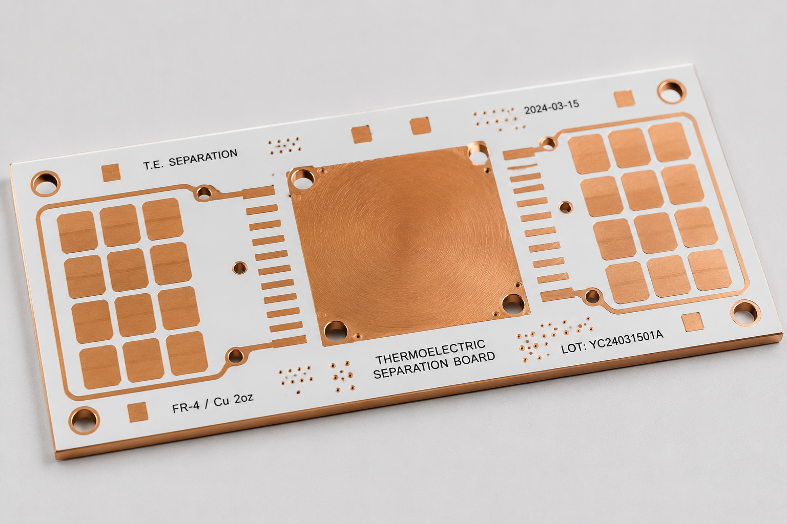 Heat power separation board with a direct copper thermal route