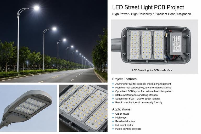 LED street light PCB application with metal core thermal board